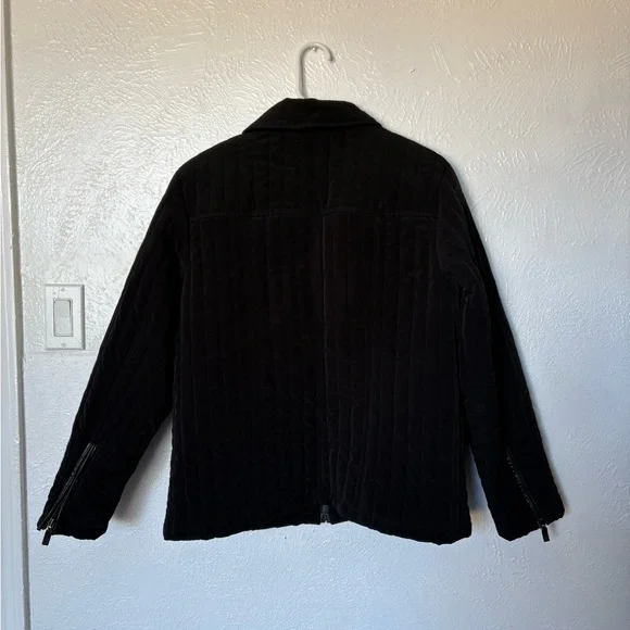 Braetan Black Quilted Women's Puffer Jacket with leather accents - Picture 2 of 11